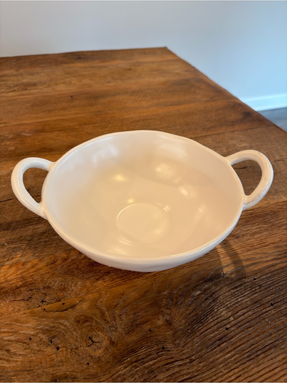 Two-Handled Ceramic Serving Bowl in White - Home Dining